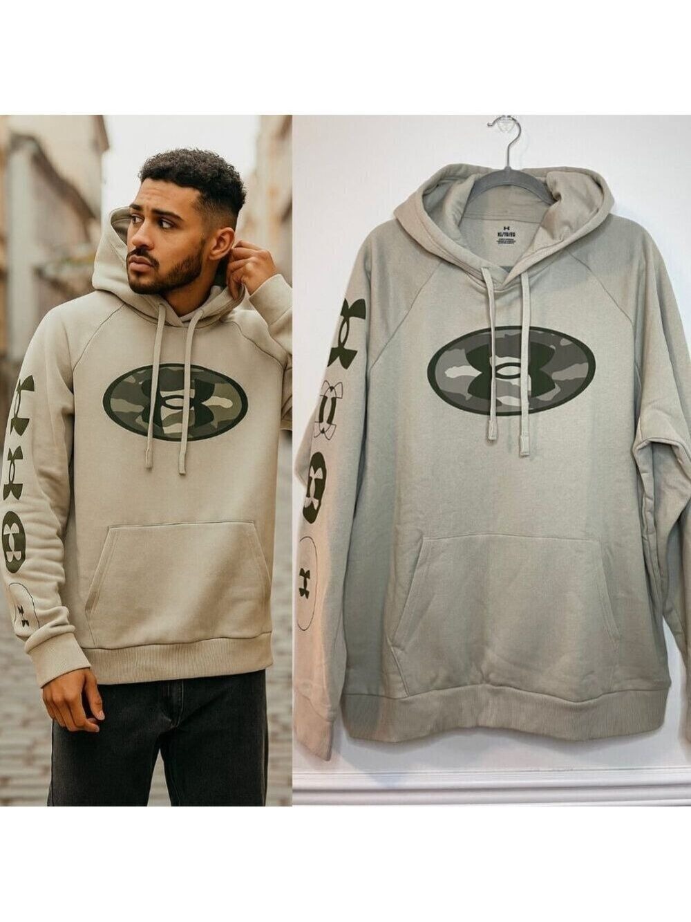 NWT Under Armour Camo Rival Fleece Lined Graphic Hoodie XL